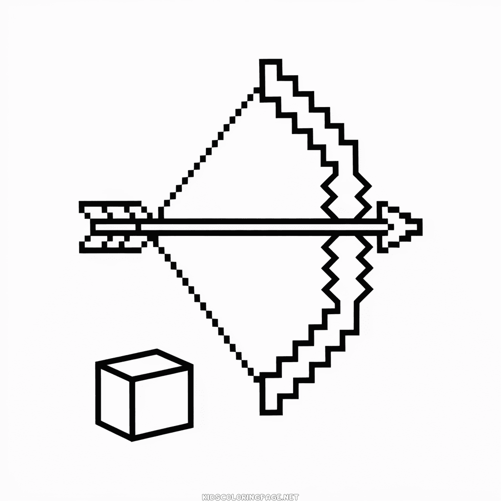 Bow and Arrow Minecraft Coloring Page