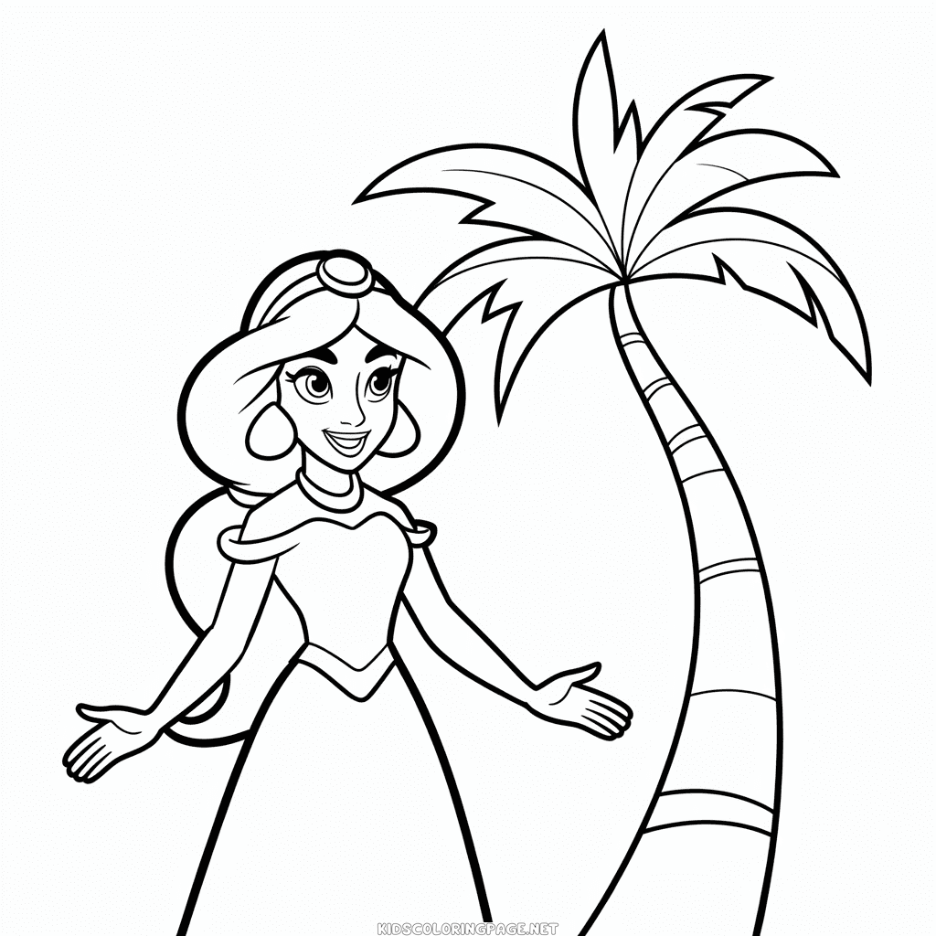 Easy Princess Jasmine Coloring Page