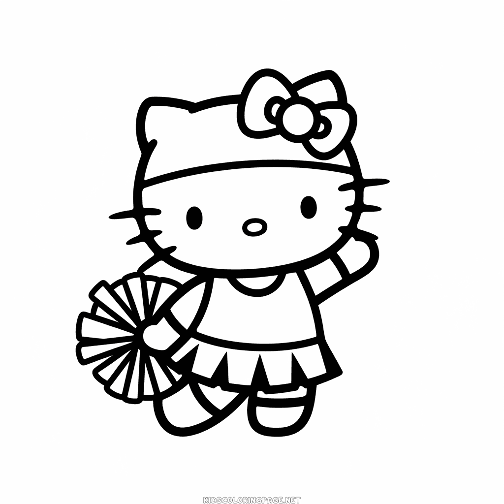 Hello Kitty Cheerleader Coloring Page