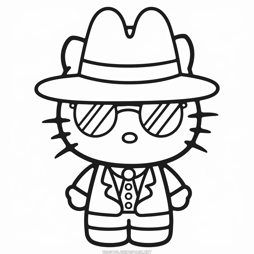Hello Kitty Gangster Coloring Page