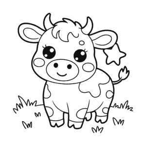 Kawaii Cow Coloring Page