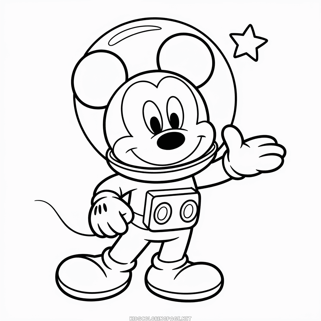 Mickey Mouse Space Adventure Coloring Page