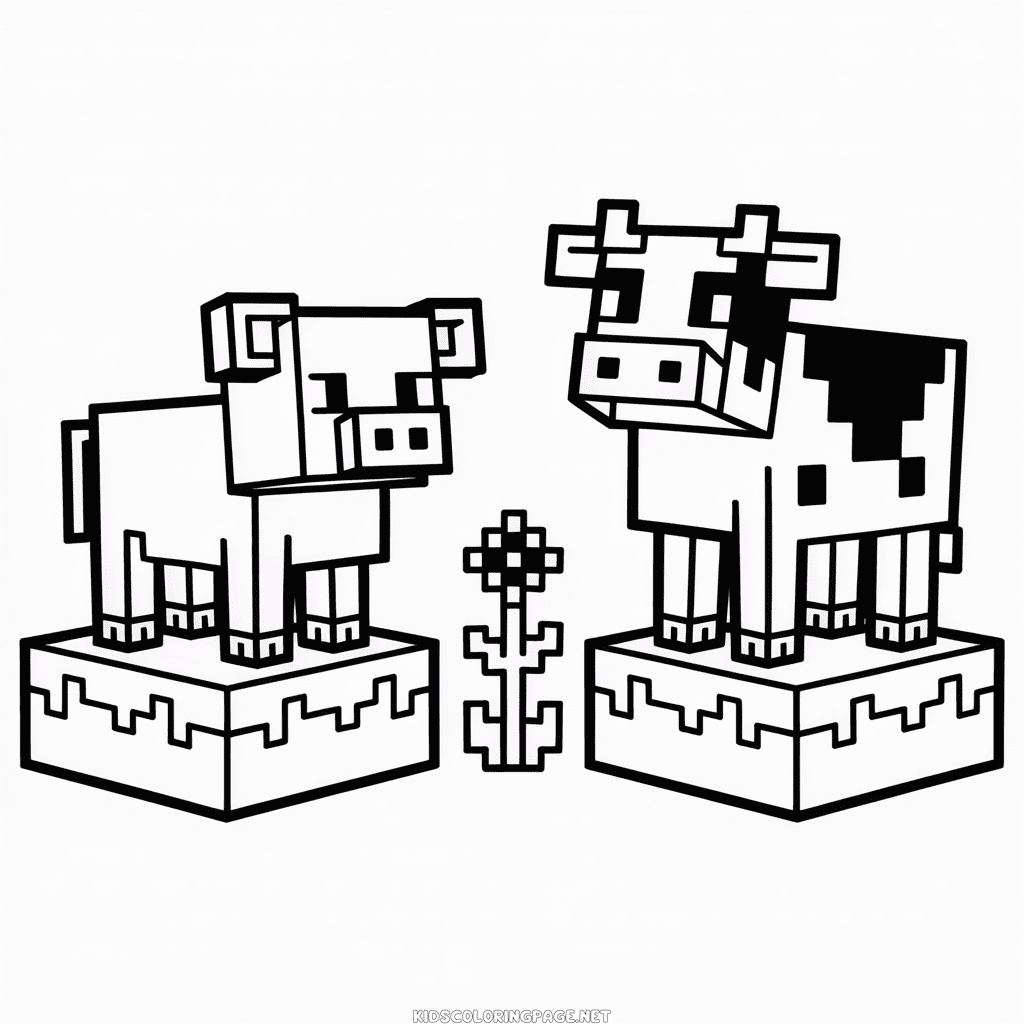 Minecraft Animals Coloring Page