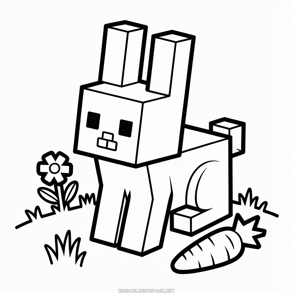 Minecraft Bunny Coloring Page