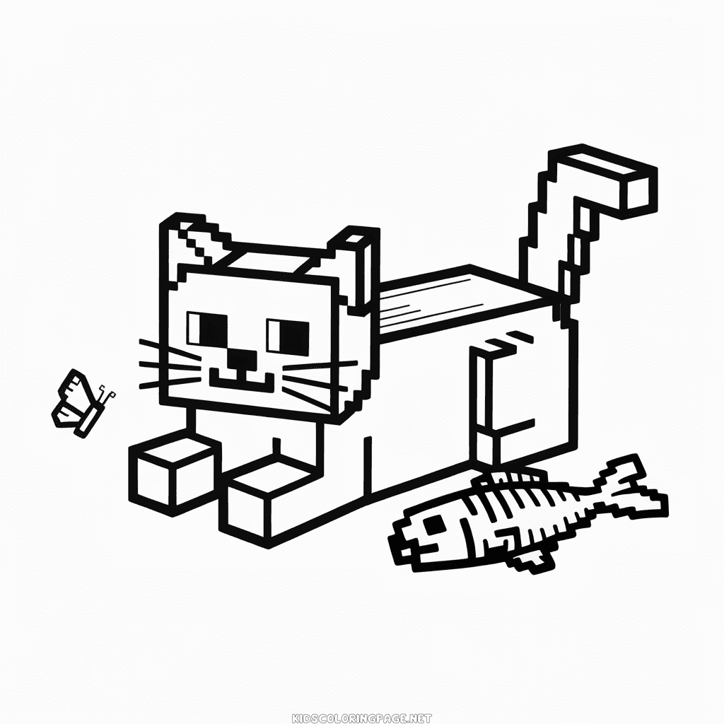 Minecraft Cat Coloring Page