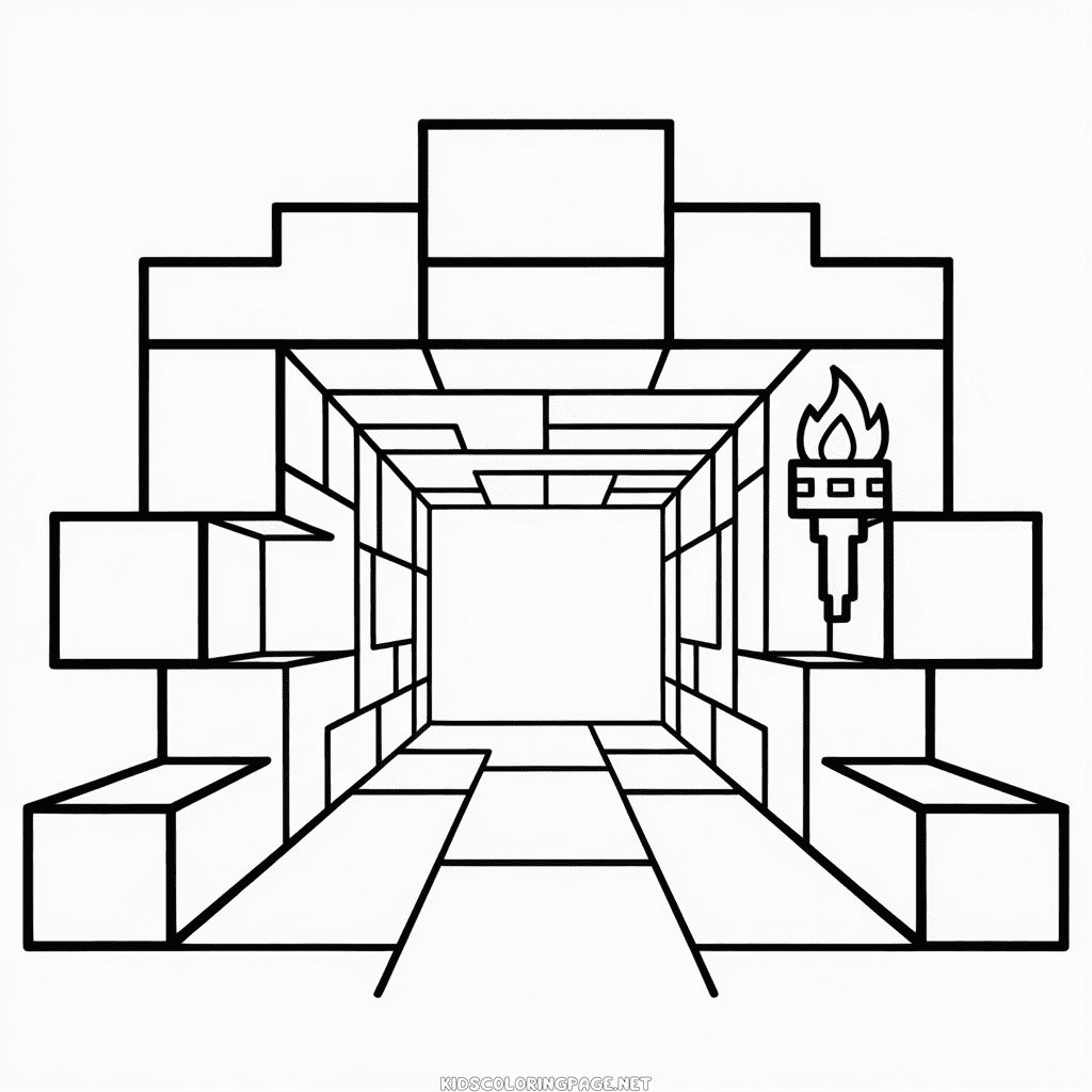 Minecraft Cave Coloring Page
