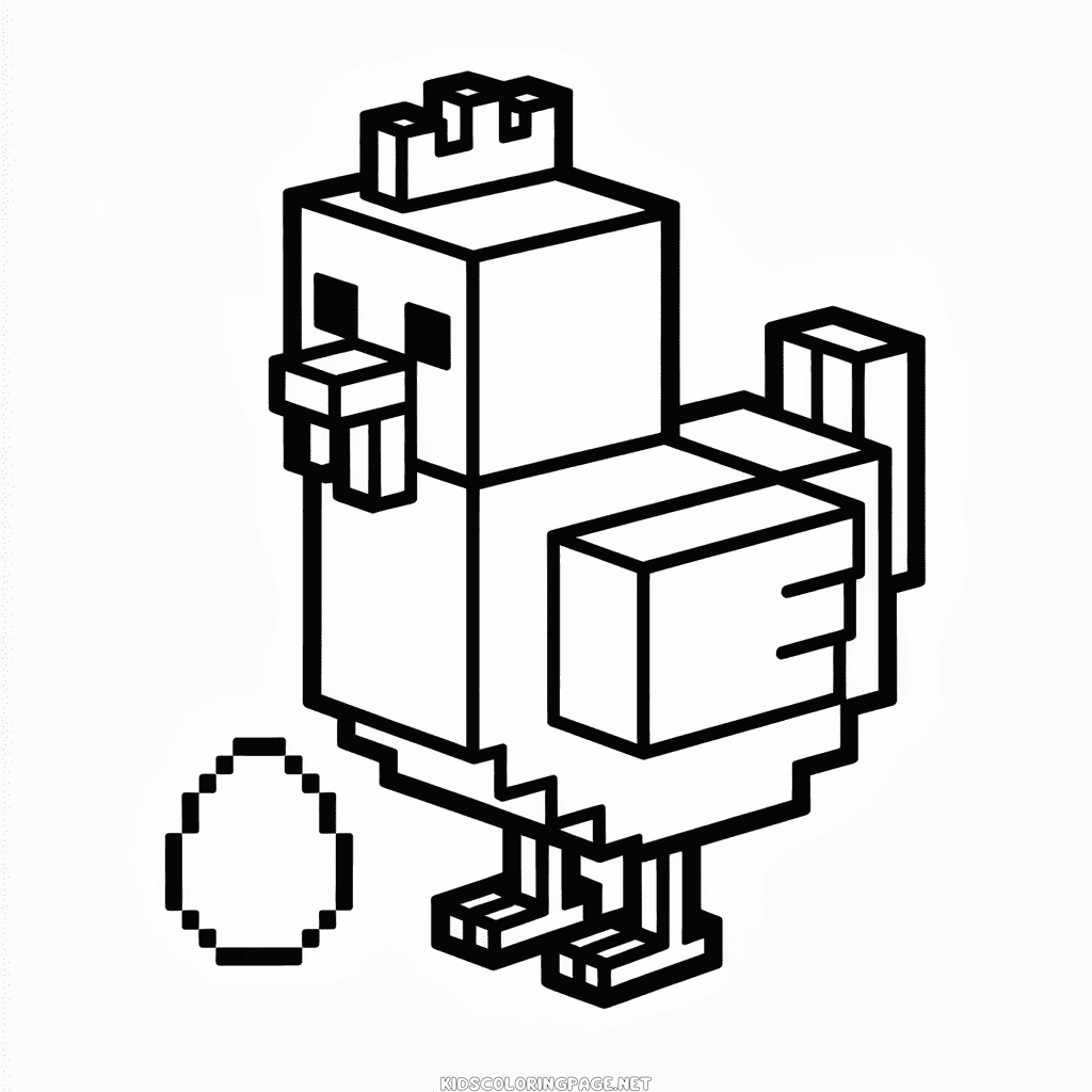Minecraft Chicken Coloring Page
