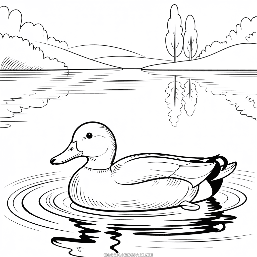 Realistic Duck Coloring Page