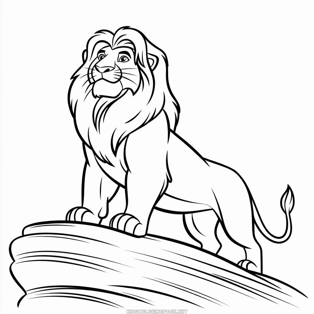 The Lion King on Pride Rock Coloring Page