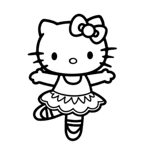 Ballerina Hello Kitty Coloring Page