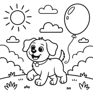 Black and White Dog Coloring Page