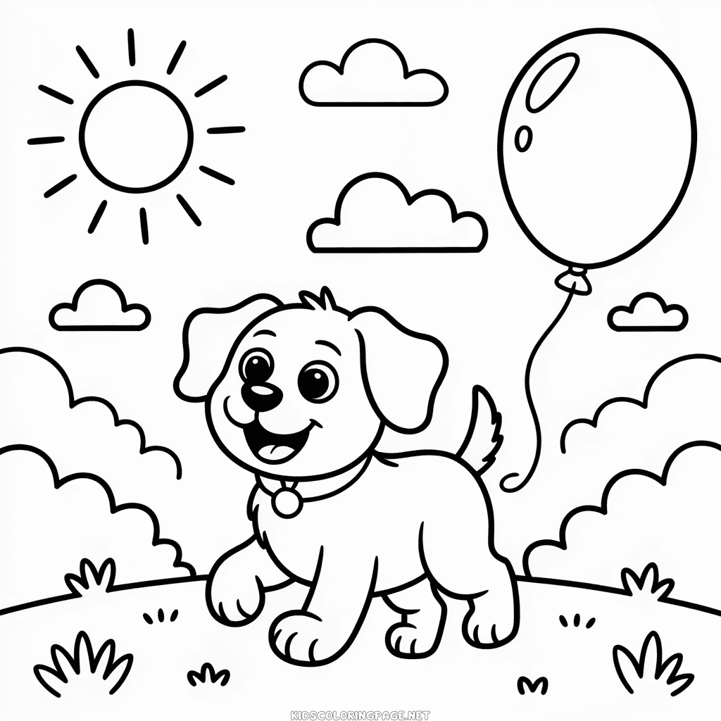 Black and White Dog Coloring Page