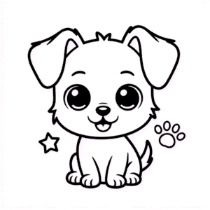 Chibi Dog Coloring Page