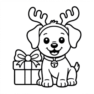 Christmas Dog Coloring Page