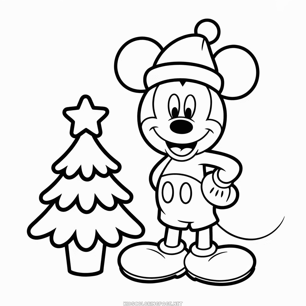 Christmas Mickey Coloring Page
