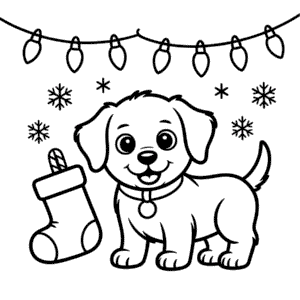 Christmas Puppy Dog Coloring Page