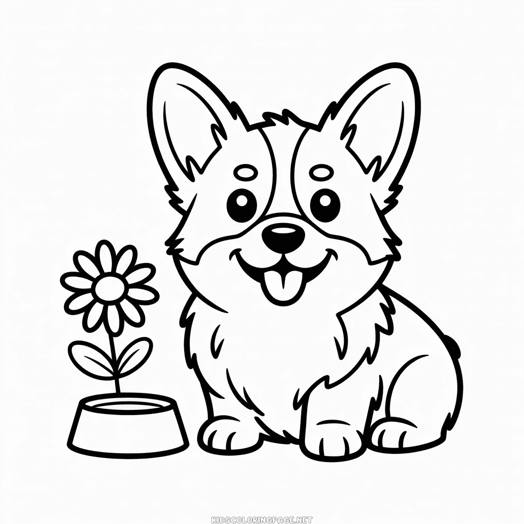 Corgi Dog Coloring Page