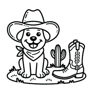 Cowboy Dog Coloring Page