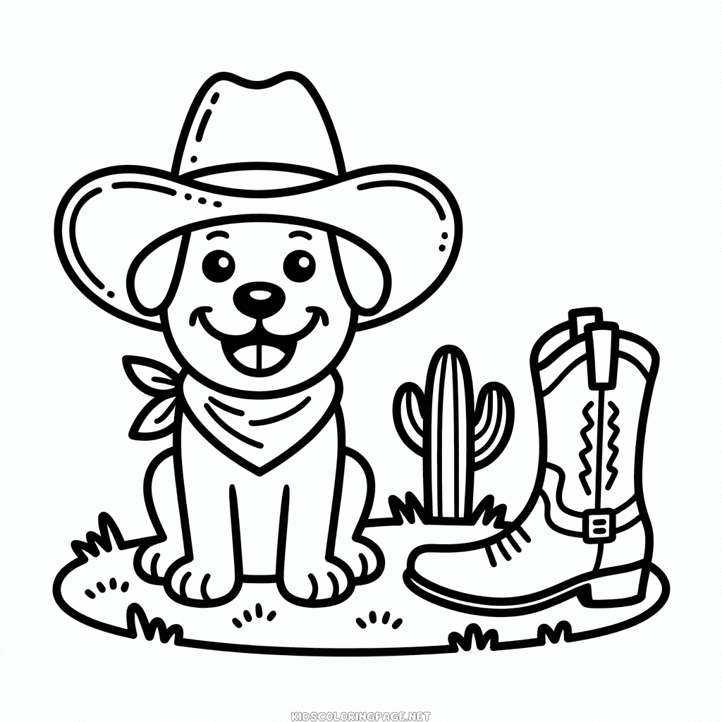 Cowboy Dog Coloring Page