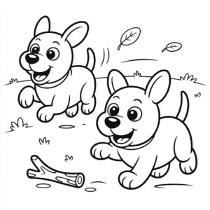 Cute Dog Friends Coloring Page
