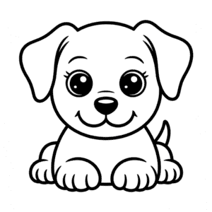 Cute Easy Dog Coloring Page