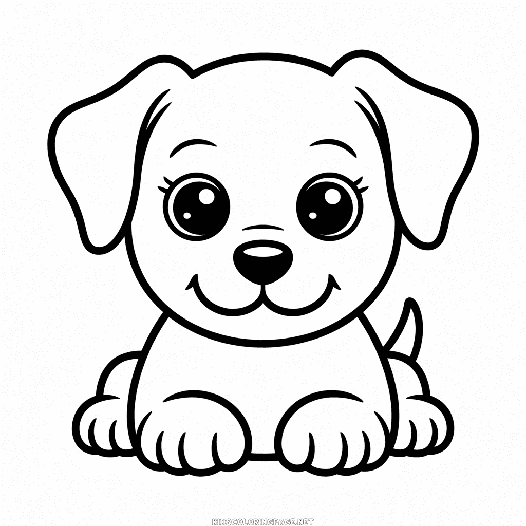 Cute Easy Dog Coloring Page
