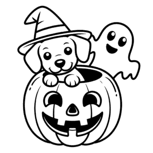 Cute Halloween Dog Coloring Page