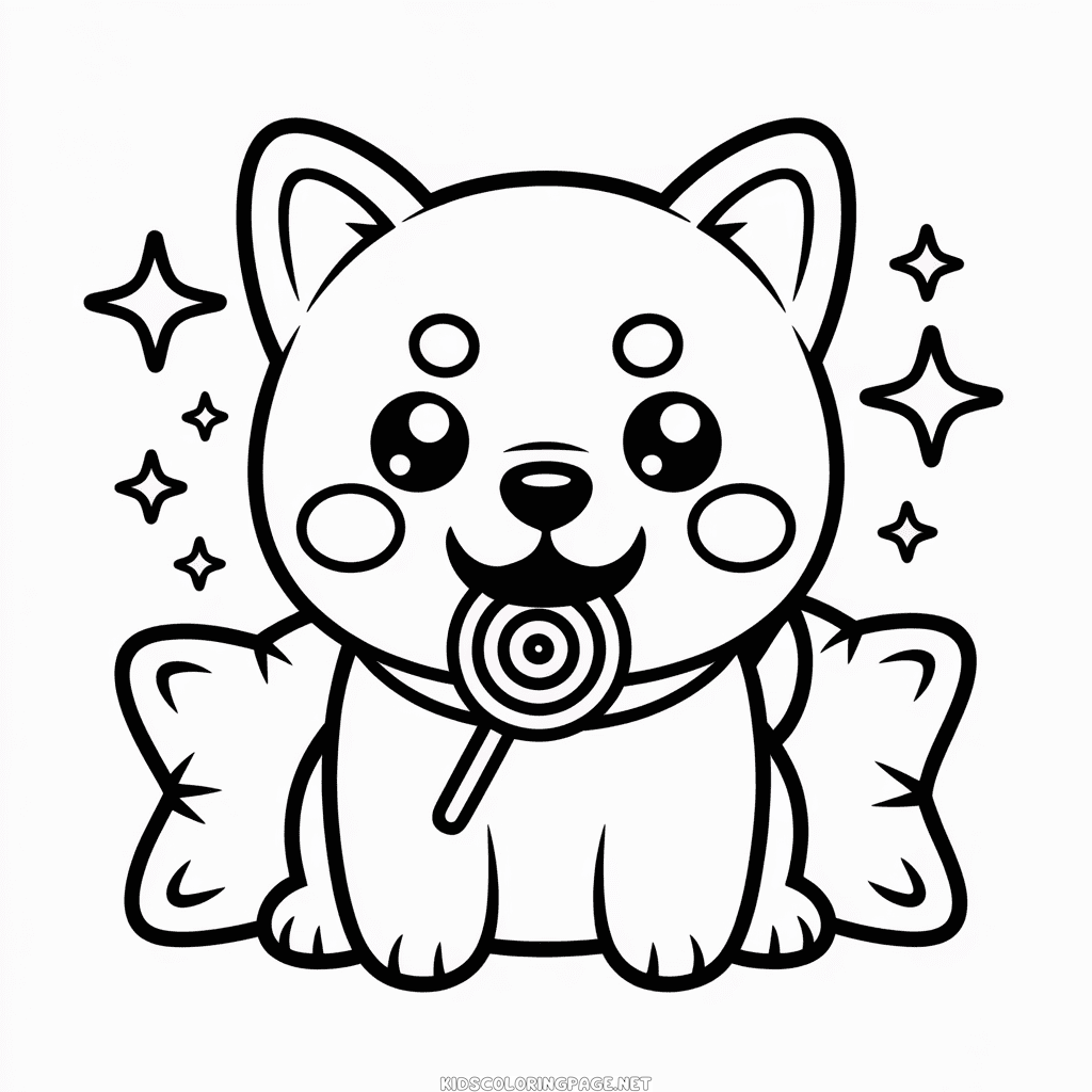 Cute Kawaii Dog Coloring Page