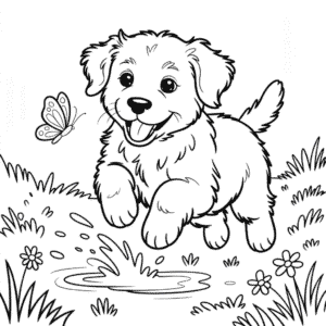 Cute Realistic Puppy Dog Coloring Page