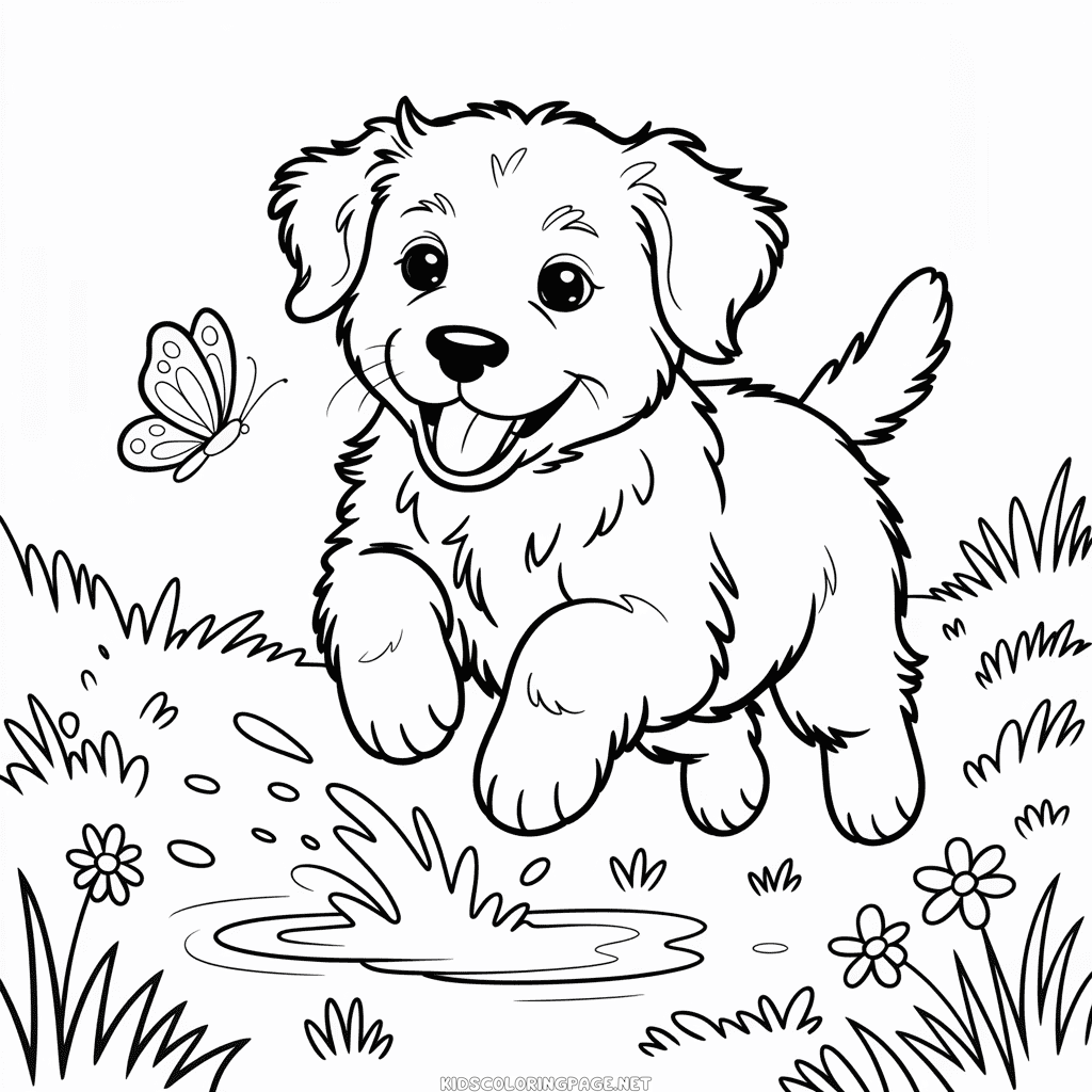 Cute Realistic Puppy Dog Coloring Page