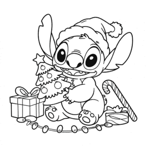 Disney Christmas Stitch Coloring Page