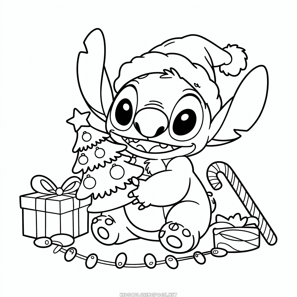 Disney Christmas Stitch Coloring Page