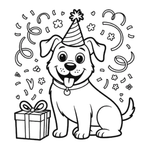 Dog Birthday Coloring Page