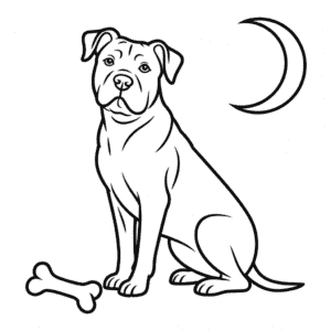 Dog with Bone Coloring Page