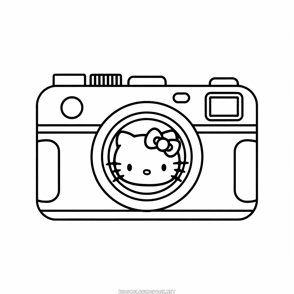Hello Kitty Camera Coloring Page