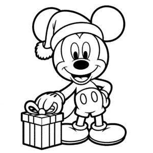 Mickey Mouse Christmas Coloring Page