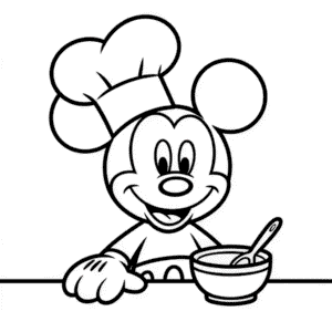 Mickey Mouse Cooking Coloring Page