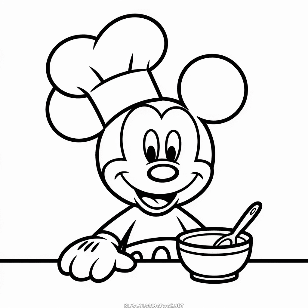 Mickey Mouse Cooking Coloring Page