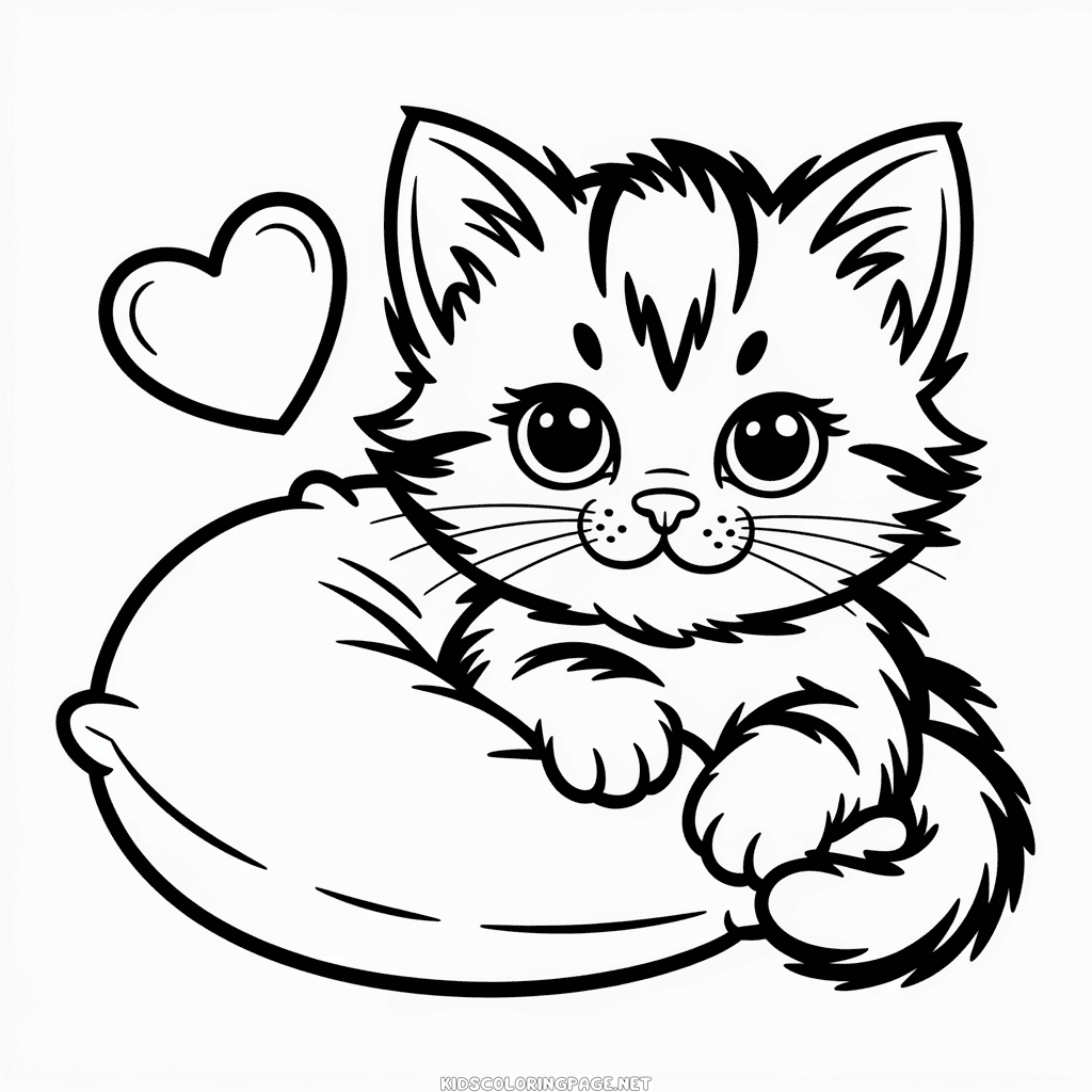 Adorable Cat Coloring Page