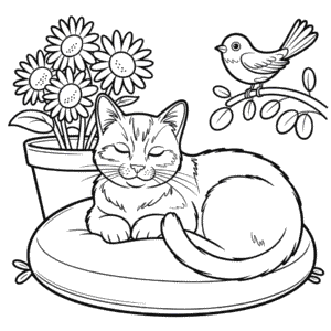 Adult Cat Coloring Page