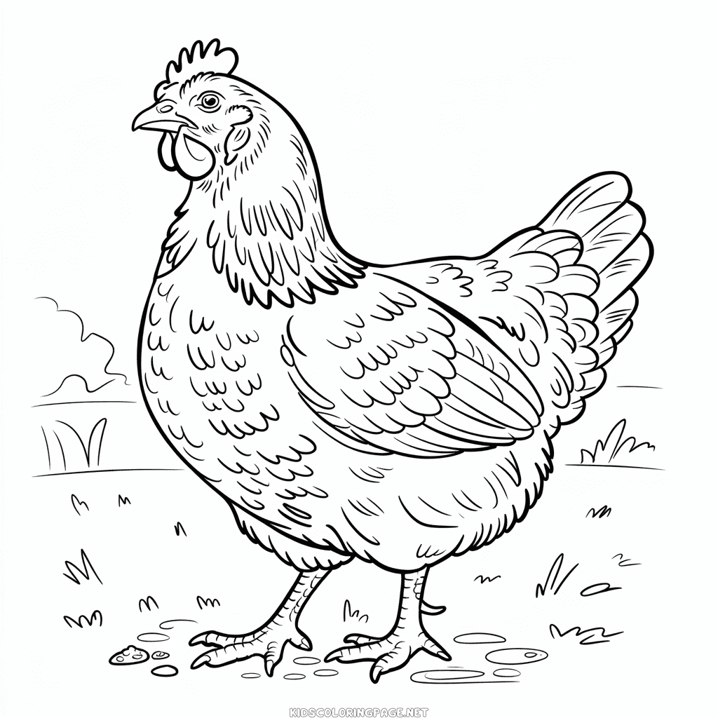 Adult Chicken Coloring Page