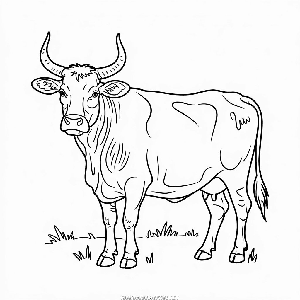 African Cow Coloring Page