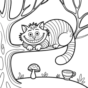Alice in Wonderland Cat Coloring Page
