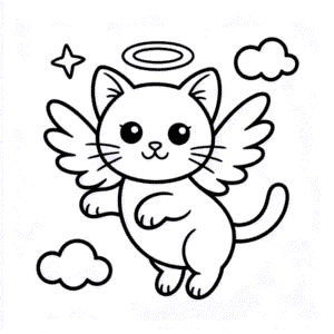 Angel Cat Coloring Page