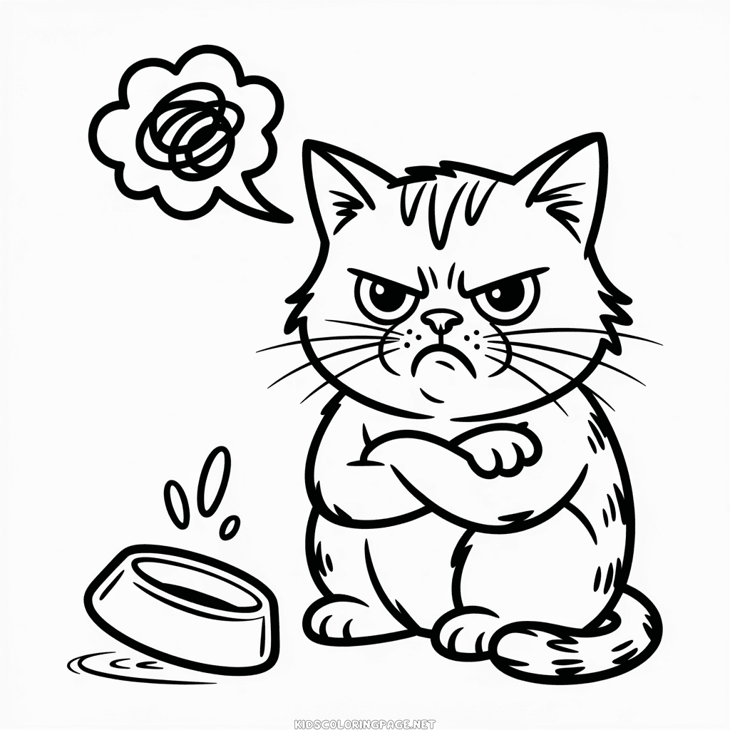 Angry Cat Coloring Page