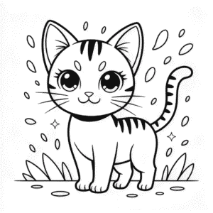 Anime Cat Coloring Page