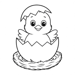 Baby Chick hatching Coloring Page