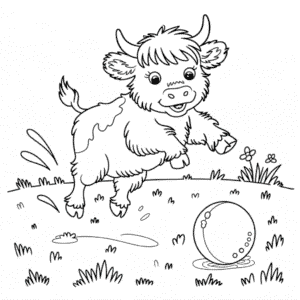 Baby Highland Cow Coloring Page