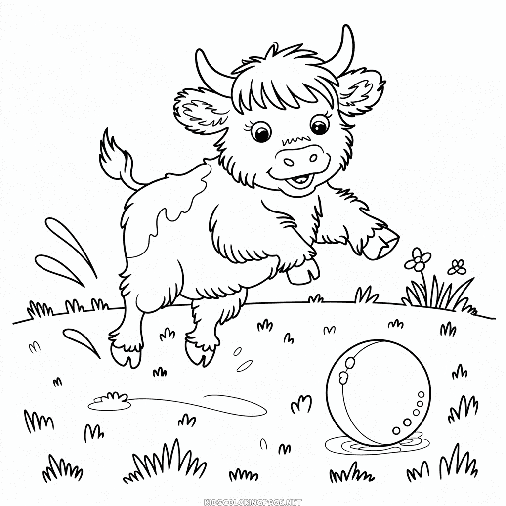 Baby Highland Cow Coloring Page