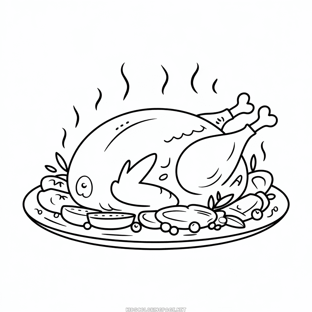Baked Turkey Coloring Page